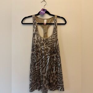 84. Sequin Animal Print Tank Top